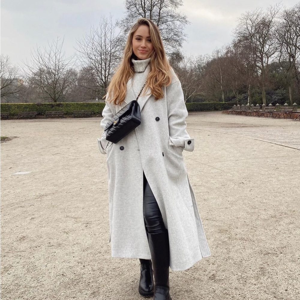 NWT Zara wool blend cream oversized trench style coat. - Picture 3 of 7